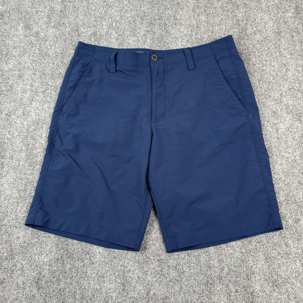 Under Armour HeatGear Golf Shorts Mens 36 Navy Blue Loose Performance Stretch